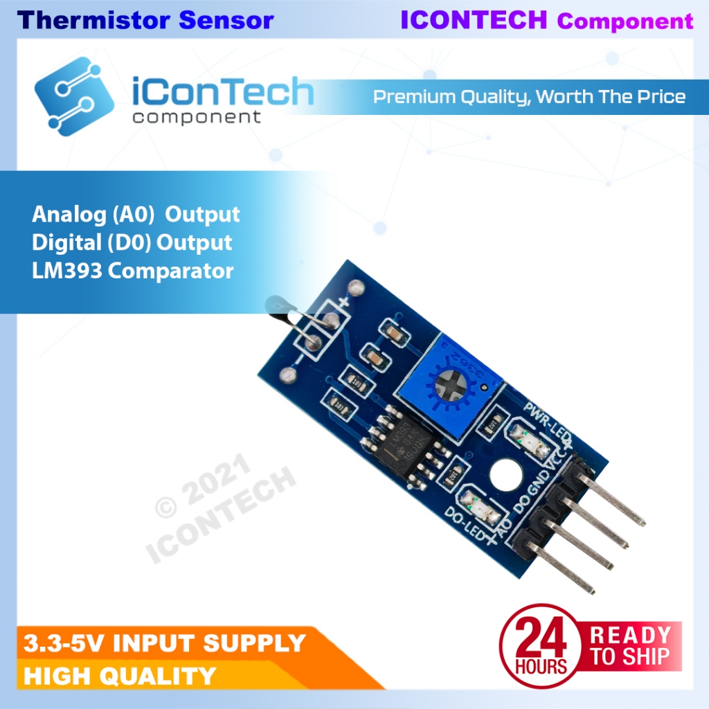 NTC Thermistor Temperature Sensor Module LM393 Analog Digital 3.3V–5V for Arduino / ESP32