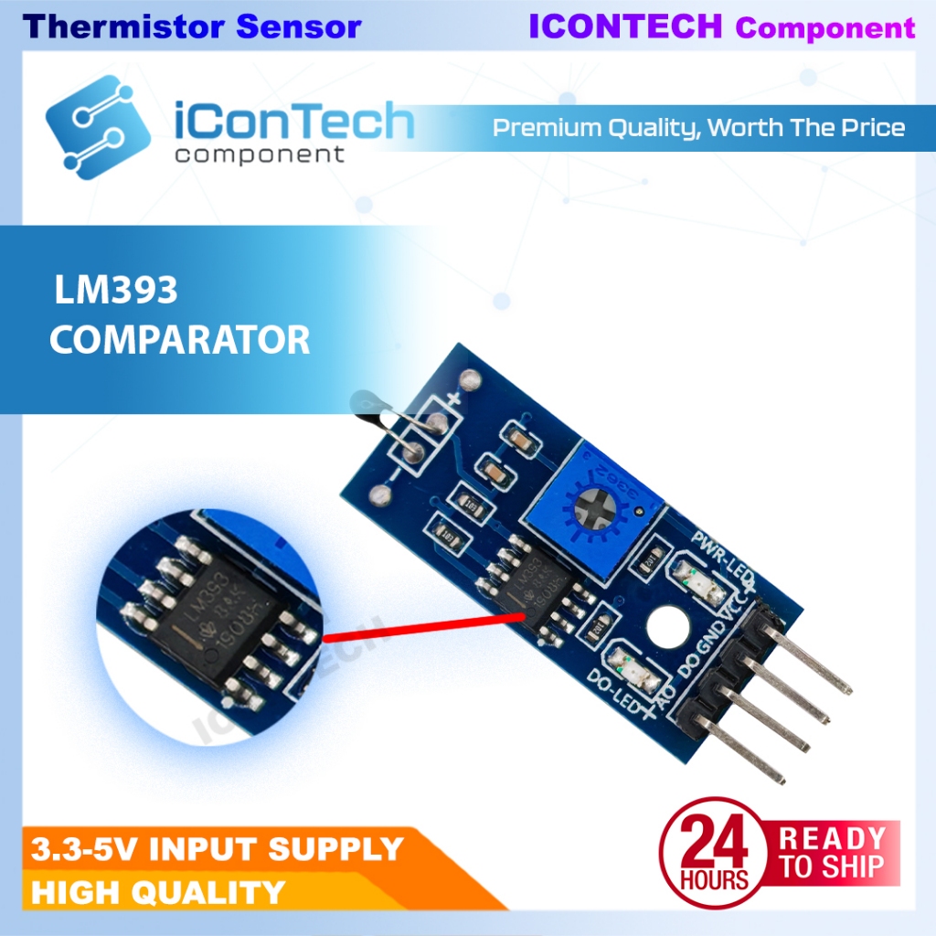 NTC Thermistor Temperature Sensor Module LM393 Analog Digital 3.3V–5V for Arduino / ESP32 2