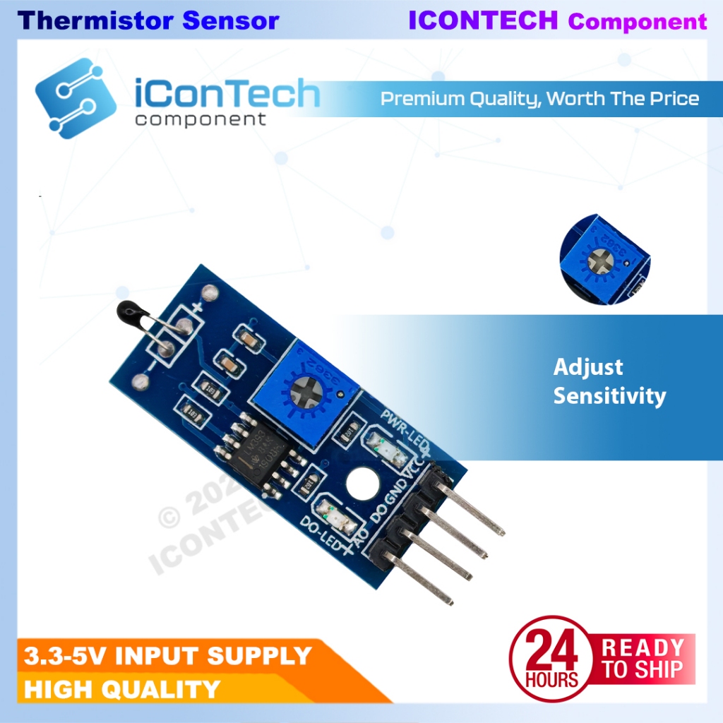 NTC Thermistor Temperature Sensor Module LM393 Analog Digital 3.3V–5V for Arduino / ESP32 4