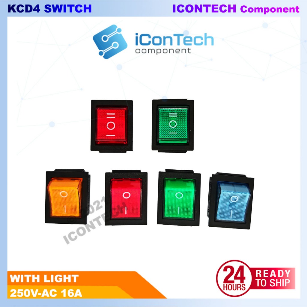 KCD4 Rocker Switch Boat Switch 250V AC LED Switch 4 Pin 6 Pin