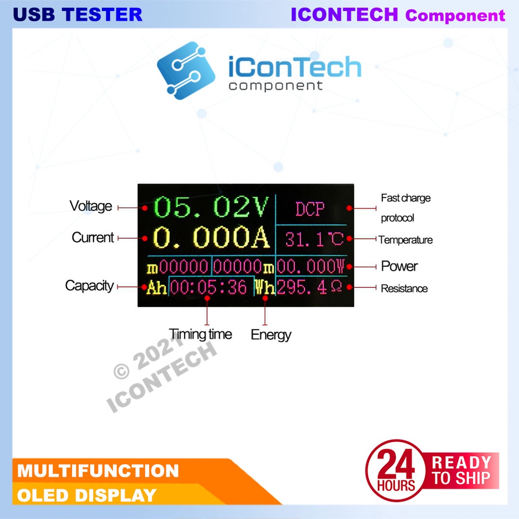 5A USB color display tester manual ZK-UT USB Tester 5V USB Multi-function Meter LCD Voltmeter Ammeter 3