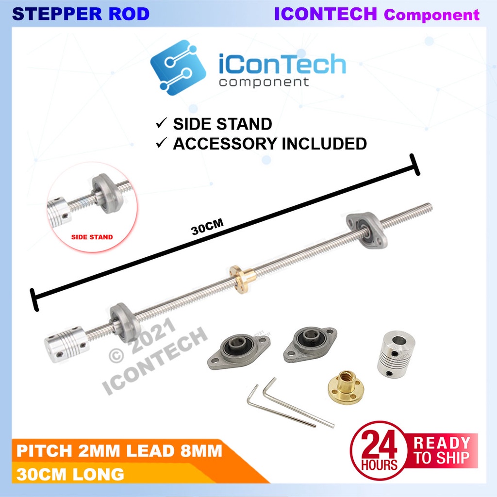 Stepper Motor Lead Screw Rod/Worm Shaft 3D Printer T8 Lead Screw Housing Bracket 3D Printer 8MM Lead 2