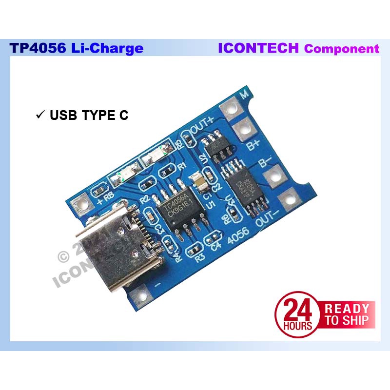 TP4056 Lithium Battery Charge 1Amp Board MicroUSB USB Type C