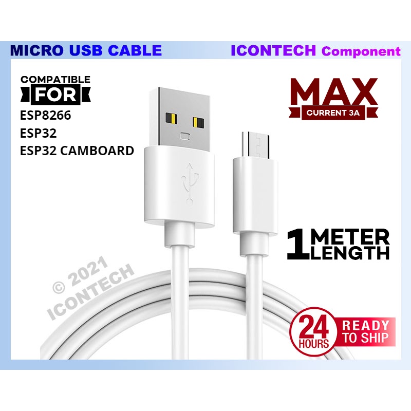 Micro USB Cable Max 3A Current 0.3MM Thickness cover Compatible for ESP32 CABLE ESP8266 CABLE MicroUSB Cable