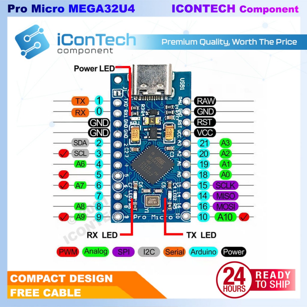 [FREE CABLE] ProMicro Arduino Compatible Controller Board ATmega32U4 Arduino Leonardo Pro Micro 3