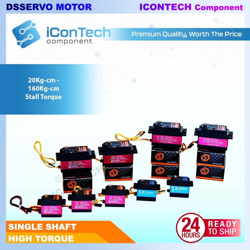 DSSERVO WATERPROOF DIGITAL SERVO MOTOR 20KG 25KG 40KG 60KG 80KG 160KG Full Metal [FREE ARM]