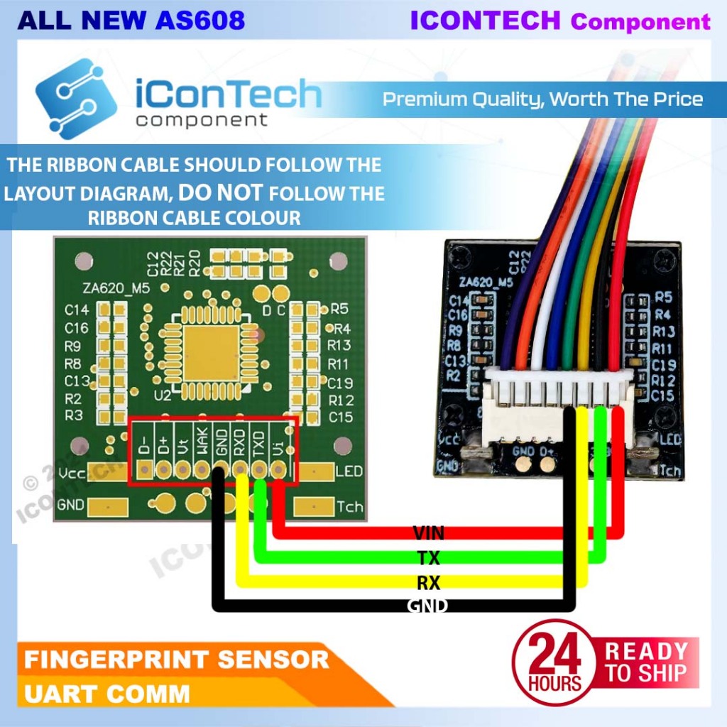 AS608 Fingerprint Reader Sensor Module Optical Finger Print Sensor Free Cable 3
