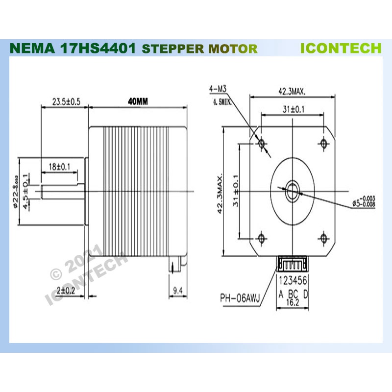 NEMA 17HS4401 Bipolar Stepper Motor 17HS4401 40MM FREE  Wire 1.5A Stepper Motor 3D Printer Nema17 7