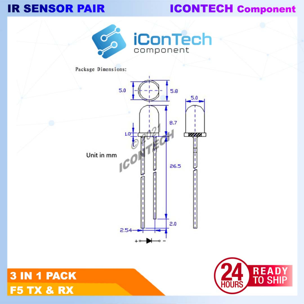 F5 MM IR Infrared Transmitter and Receiver 3 Pair IR Sensor 3
