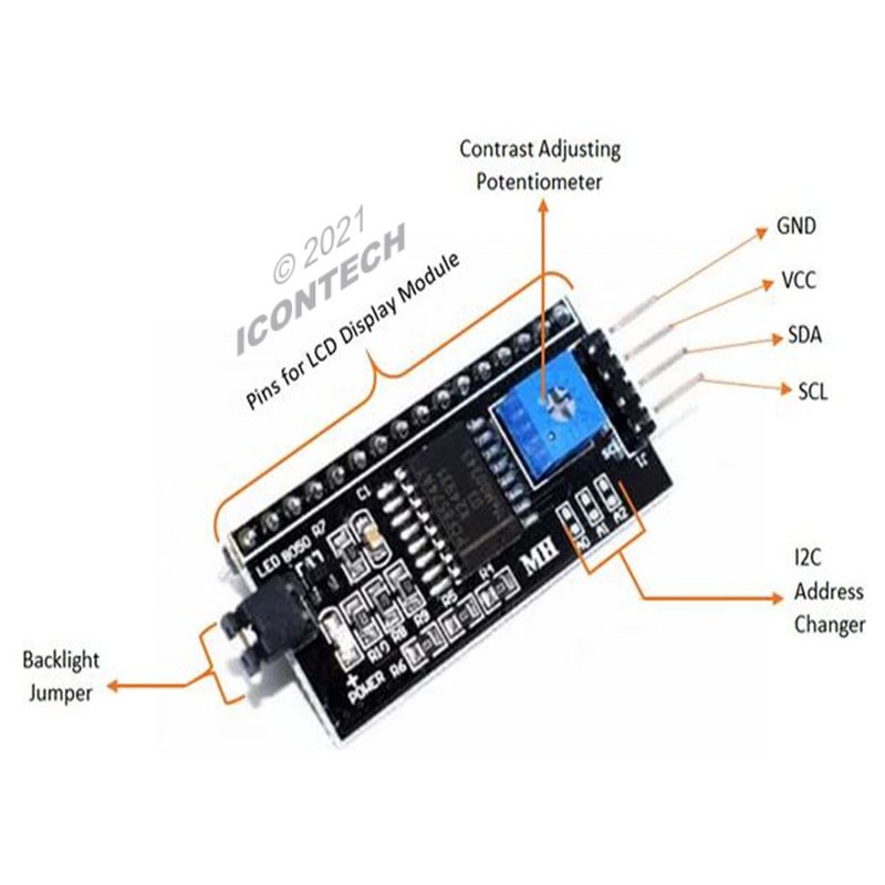 IIC/I2C/TWI/SPI Serial Interface Board Module Port for 16x2 LCD 3