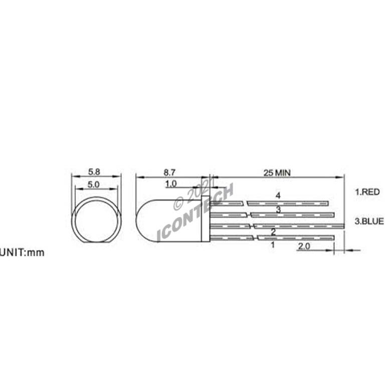 5MM RGB LED Common Cathode 4 Pin 2