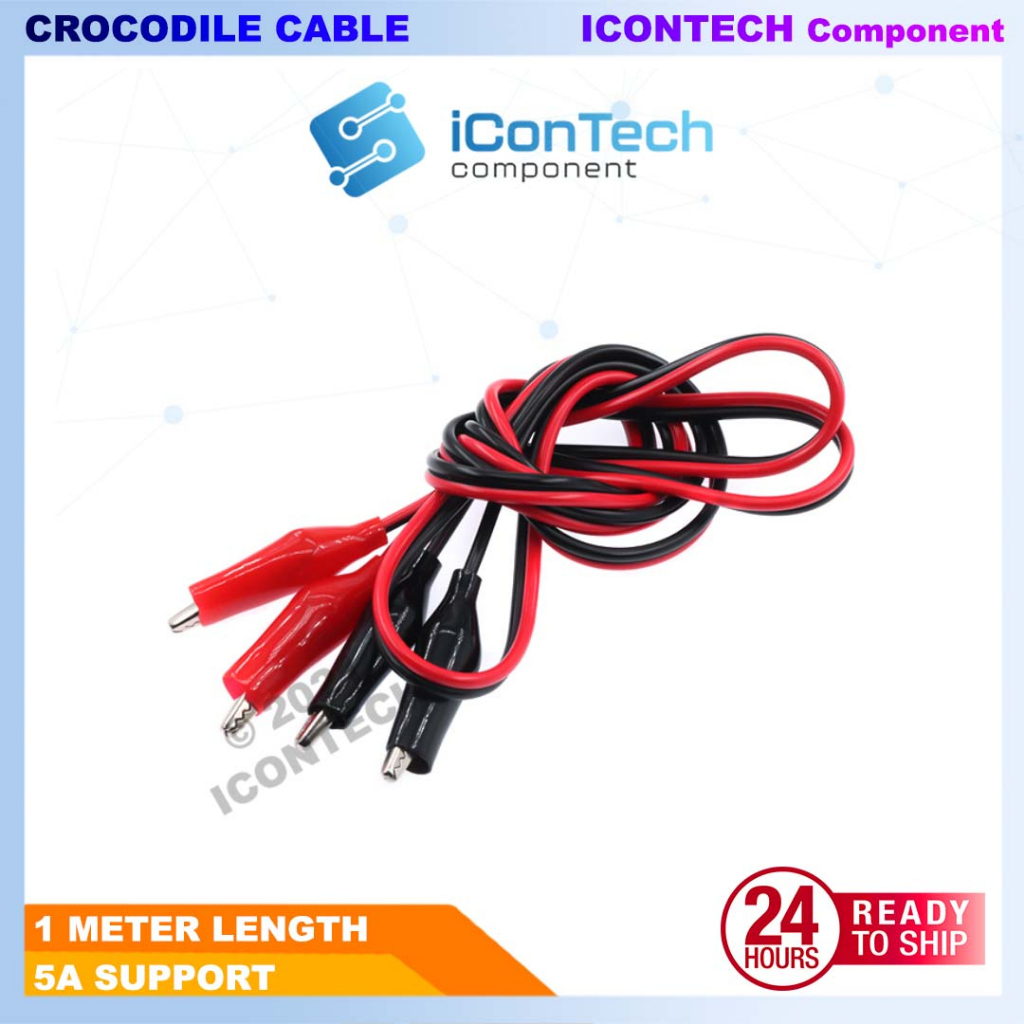 Crocodile Clip Power Supply Pair Black and Red 1 Meter 3