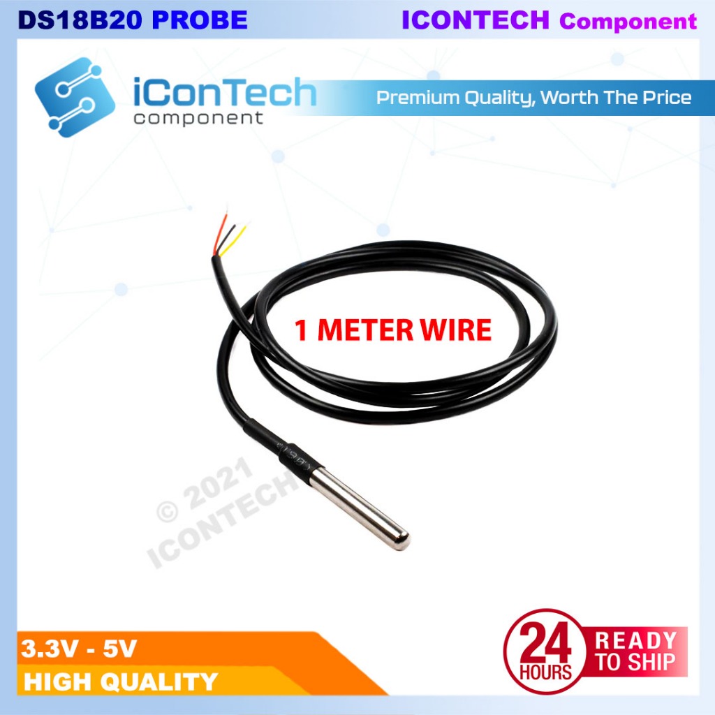 DS18B20 PROBE Temperature Sensor Waterproof Stainless Steel Probe 1meter 2meter 4