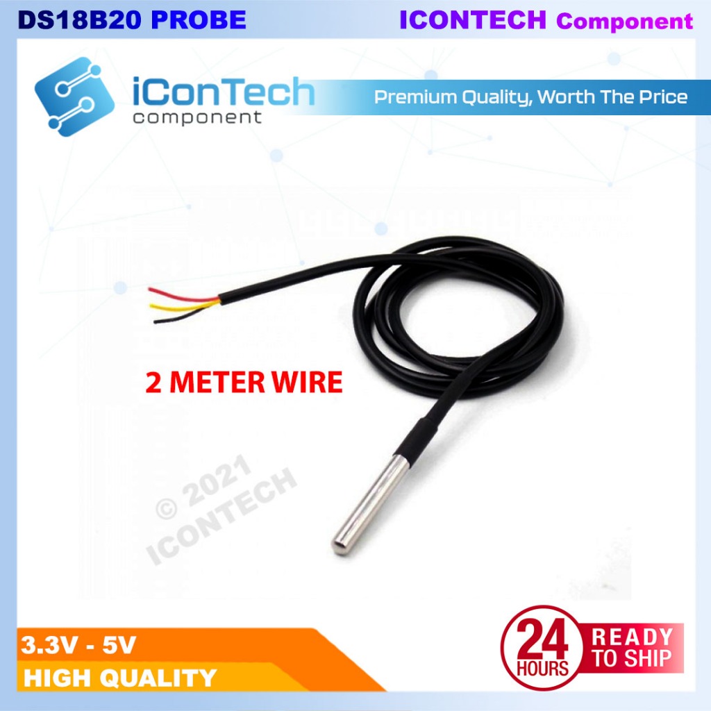DS18B20 PROBE Temperature Sensor Waterproof Stainless Steel Probe 1meter 2meter 5