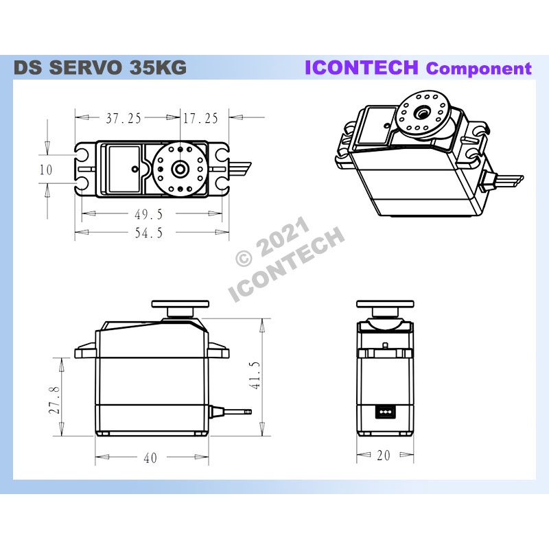 Dsservo ORIGINAL DS3235 35KG Coreless Servo Motor Water Proof 180° High Torque 6